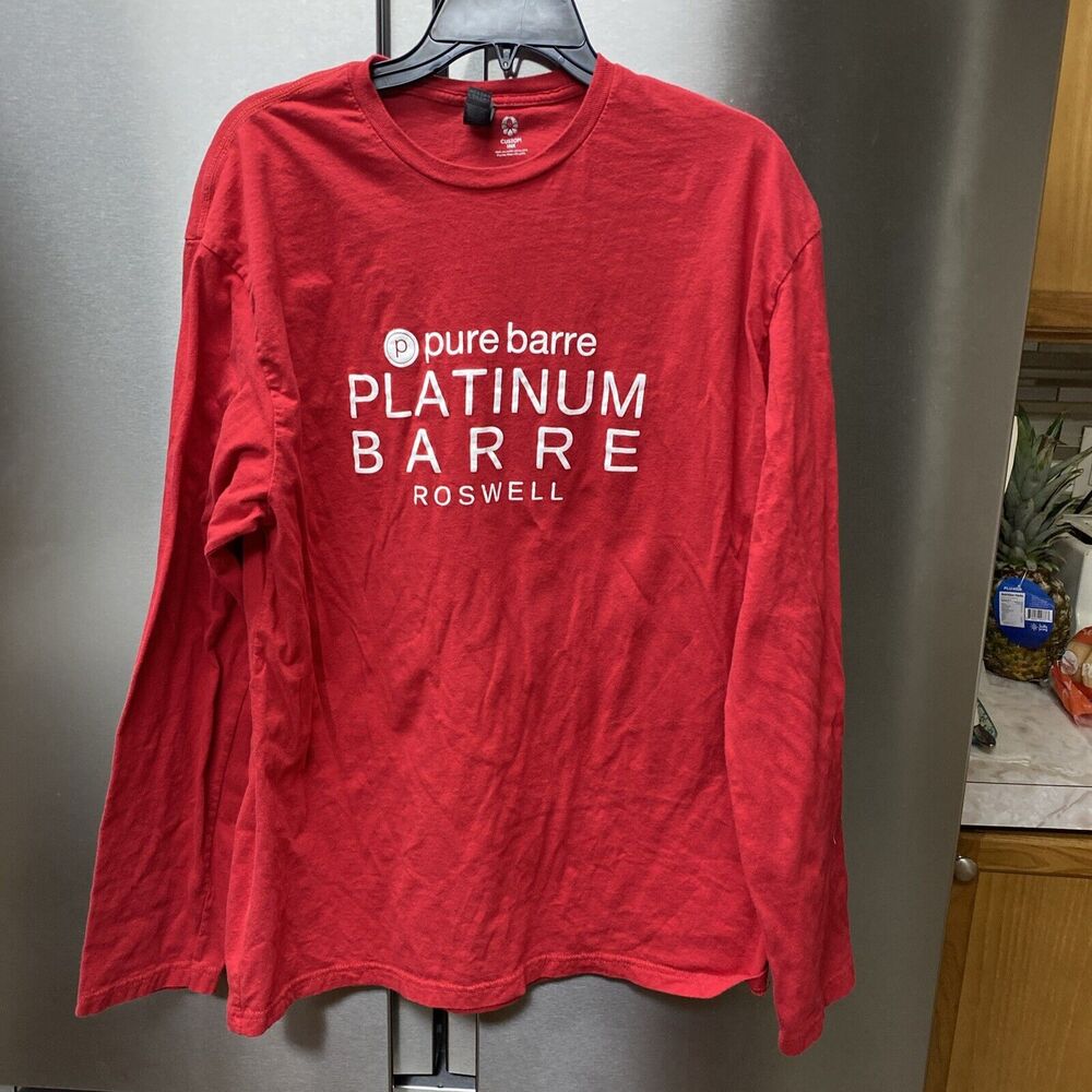 activewear long sleeve t-shirt mens red Large crewneck